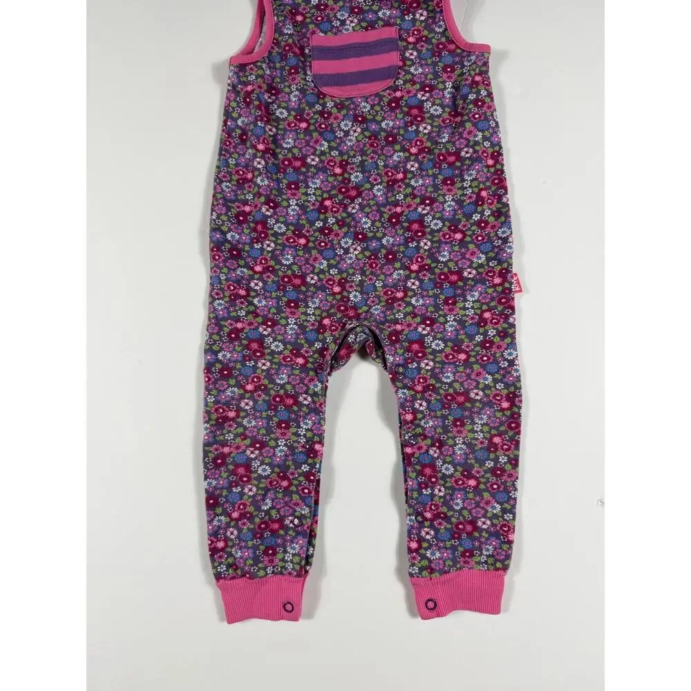 Kite Clothing Floral Organic Cotton Dungarees Romper Purple 12-18 Months